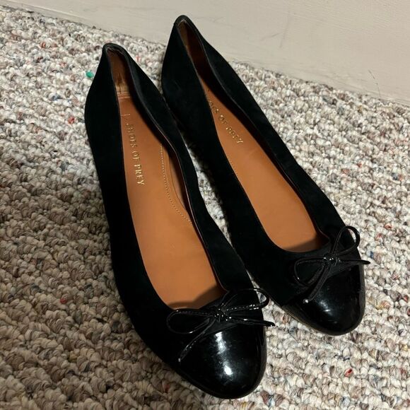 Shoes of Prey Black Suede Leather Bow Ballet Flat- Size 8.5 W - Picture 3 of 11